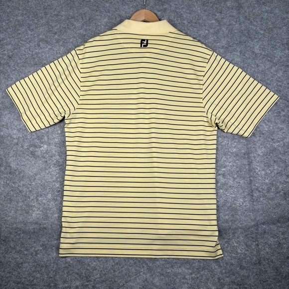 FOOTJOY FJ Golf Shirt Men's Size Medium Striped Yellow "Old Greenwood" - Picture 3 of 9